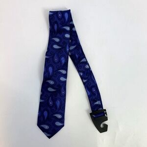David Donahue Silk Tie Mens Blue Paisley Pattern Classic Necktie‎